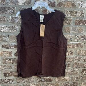 Brown Sleeveless linen top